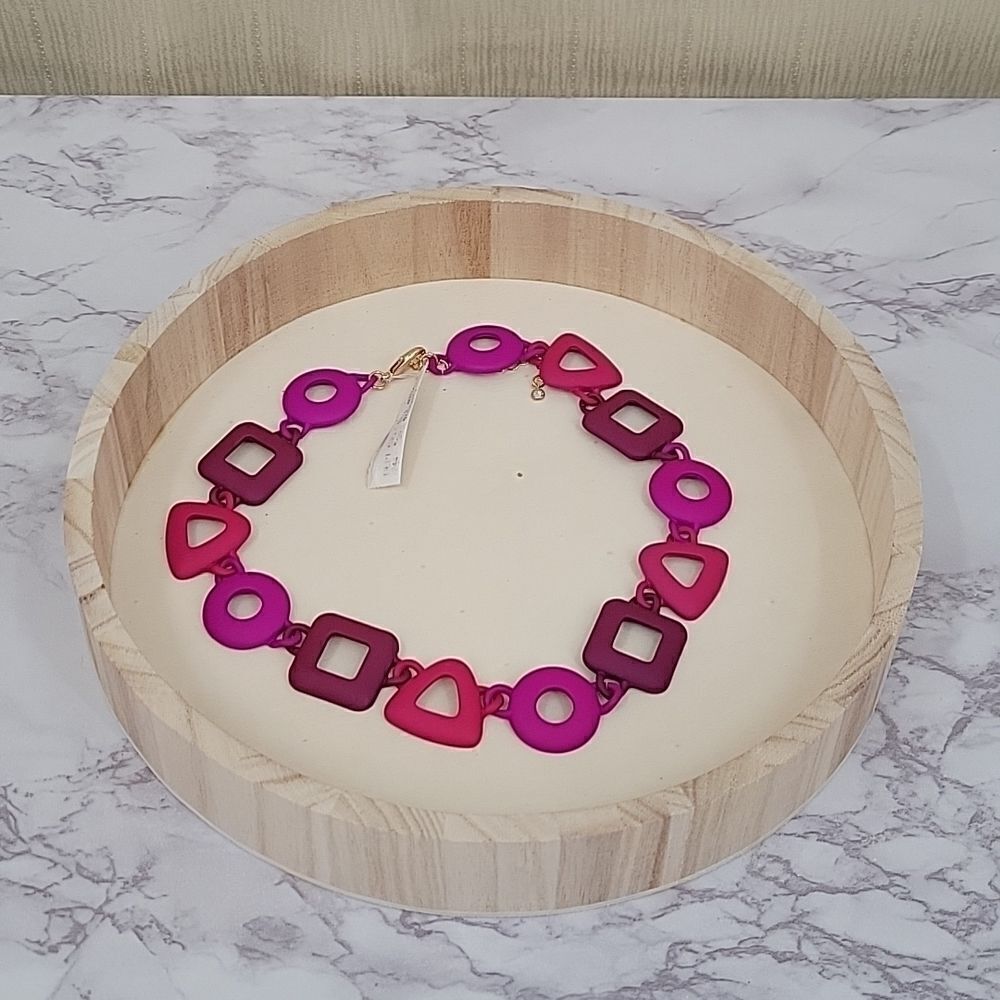 Dillard's Multi Pink Fuchsia Geometric Statement Necklace NEW Barbiecore